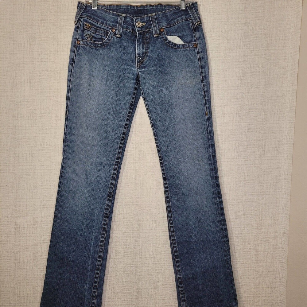 True Religion Jeans Women's 31 Blue Boot Cut Denim 31x33.5 Flap Pockets USA